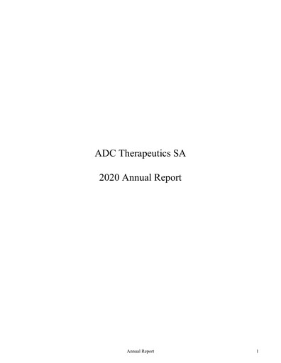 Miniature ADC Therapeutics Rapport annuel 2020