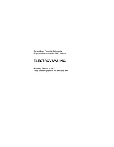 Thumbnail Electrovaya Financial Statement fy2002