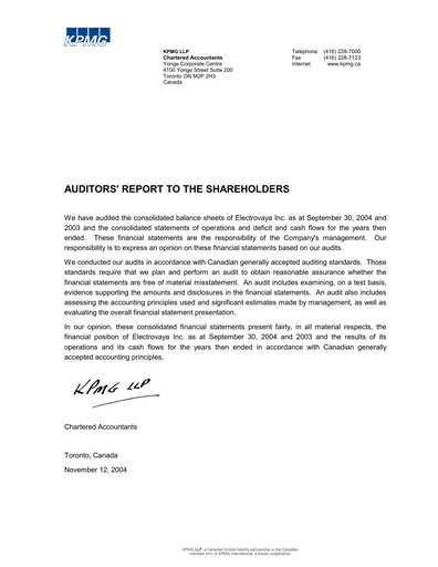 Thumbnail Electrovaya Financial Statement fy2004