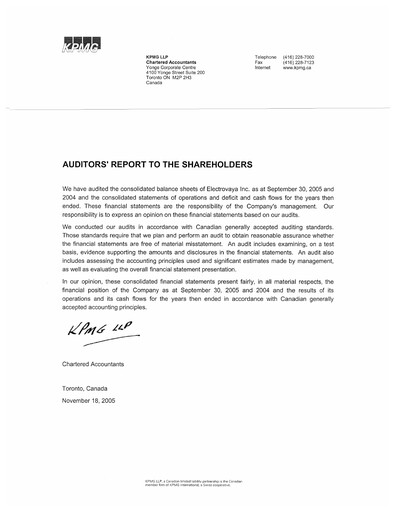 Thumbnail Electrovaya Financial Statement fy2005