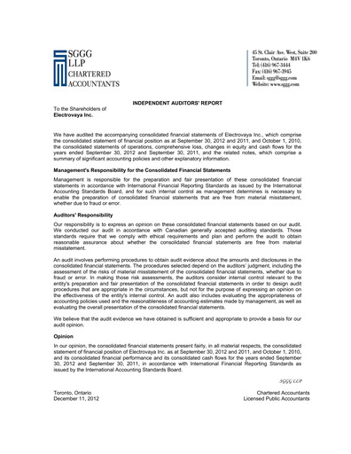 Thumbnail Electrovaya Financial Statement fy2012