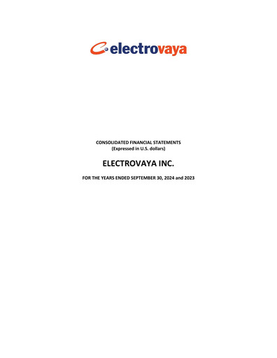 Thumbnail Electrovaya Financial Statement fy2024