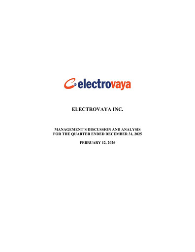 Thumbnail Electrovaya Quarterly Report fy2026-q1