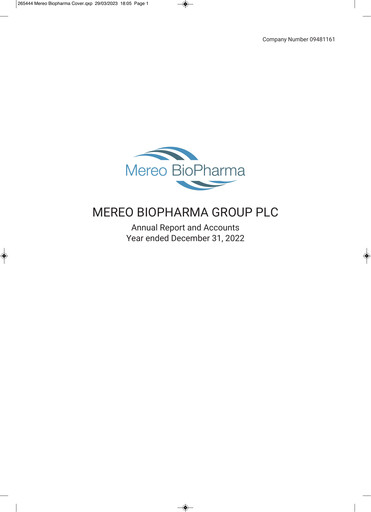 Miniature Mereo BioPharma Group Rapport annuel 2022