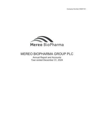 Miniature Mereo BioPharma Group Rapport annuel 2024