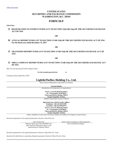 Thumbnail LightInTheBox Holding Annual Report 2017