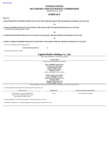 Thumbnail LightInTheBox Holding Annual Report 2020