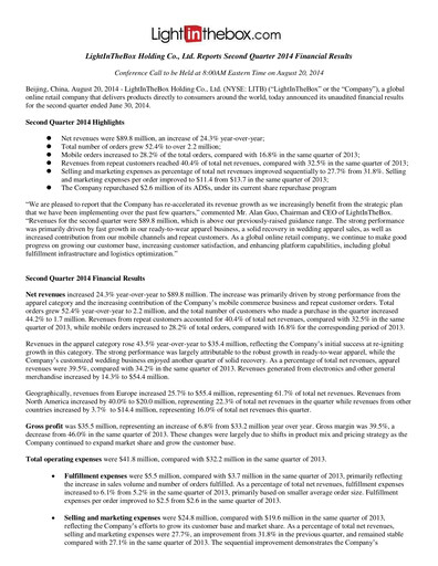 Thumbnail LightInTheBox Holding Quarterly Report 2014-q2