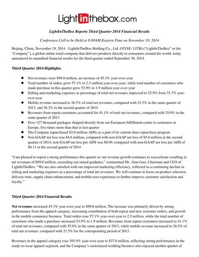Thumbnail LightInTheBox Holding Quarterly Report 2014-q3
