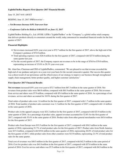 Thumbnail LightInTheBox Holding Quarterly Report 2017-q1