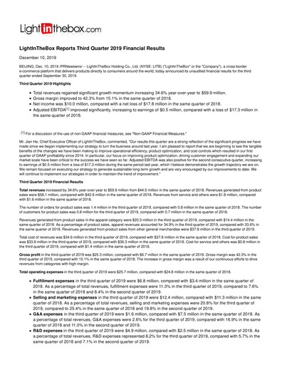 Thumbnail LightInTheBox Holding Quarterly Report 2019-q3