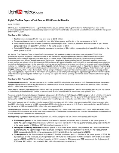 Thumbnail LightInTheBox Holding Quarterly Report 2020-q1