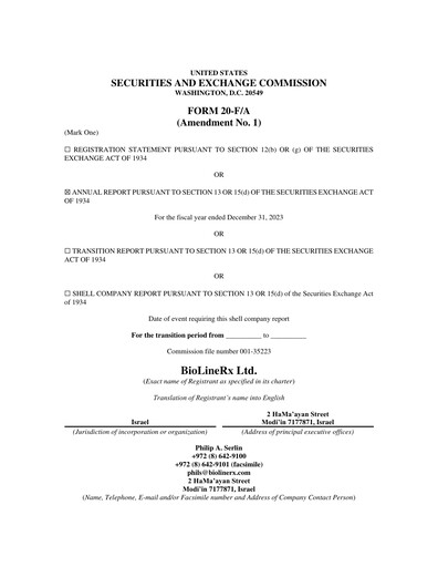 Thumbnail BioLineRx Annual Report 2023