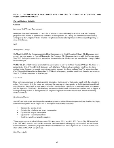 Thumbnail International Tower Hill Mines Annual Report 2015