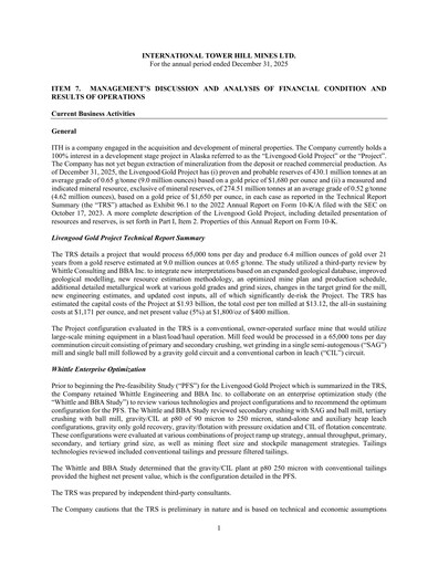Thumbnail International Tower Hill Mines Annual Report 2025