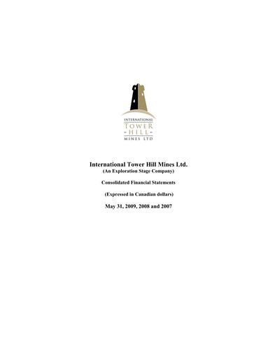Thumbnail International Tower Hill Mines Financial Statement fy2009