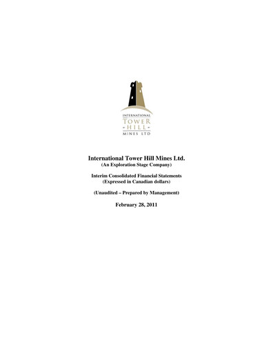 Thumbnail International Tower Hill Mines Quarterly Report 2010-q3