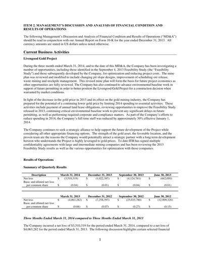 Thumbnail International Tower Hill Mines Quarterly Report 2014-q1