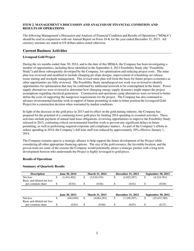 Thumbnail International Tower Hill Mines Quarterly Report 2014-q2