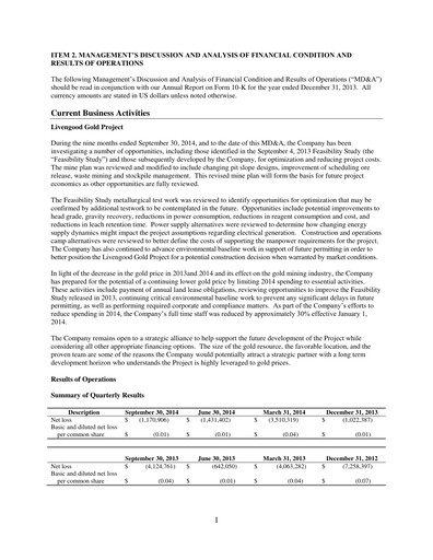 Thumbnail International Tower Hill Mines Quarterly Report 2014-q3