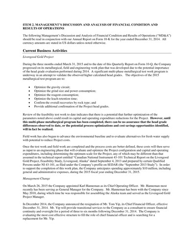 Thumbnail International Tower Hill Mines Quarterly Report 2015-q1