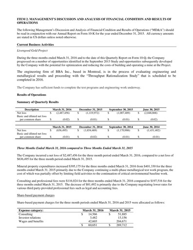 Thumbnail International Tower Hill Mines Quarterly Report 2016-q1