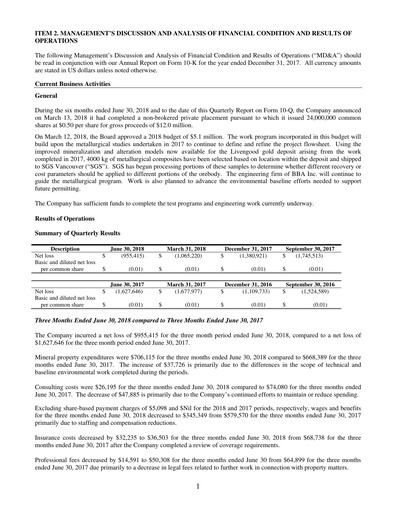 Thumbnail International Tower Hill Mines Quarterly Report 2018-q2