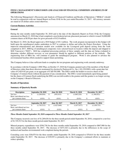 Thumbnail International Tower Hill Mines Quarterly Report 2018-q3