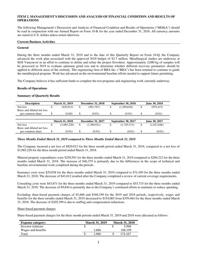 Thumbnail International Tower Hill Mines Quarterly Report 2019-q1