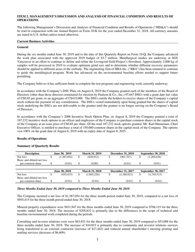 Thumbnail International Tower Hill Mines Quarterly Report 2019-q2