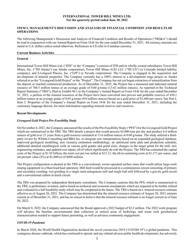 Thumbnail International Tower Hill Mines Quarterly Report 2022-q2
