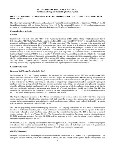 Thumbnail International Tower Hill Mines Quarterly Report 2022-q3