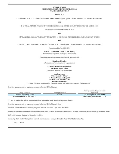Thumbnail Eco Wave Power Global Annual Report 2025