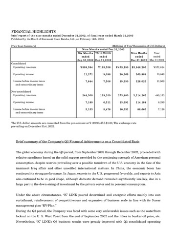 Thumbnail “K” Line
 Quarterly Report 2002-q3