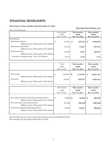 Thumbnail “K” Line
 Quarterly Report 2012-q3