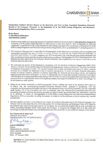 Thumbnail Alok Industries Quarterly Report 2025-q3