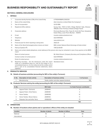 Vorschaubild Alok Industries Nachhaltigkeitsbericht 2022-2023