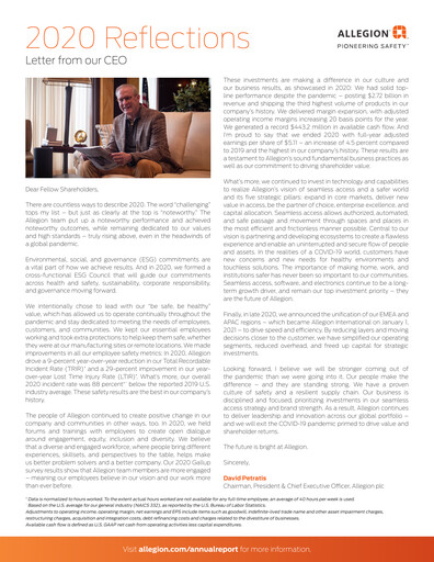 Thumbnail Allegion
 Annual Report 2020
