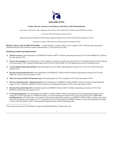 Thumbnail Luckin Coffee Quarterly Report 2022-q4