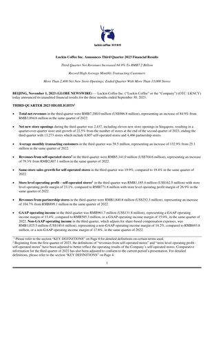 Thumbnail Luckin Coffee Quarterly Report 2023-q3