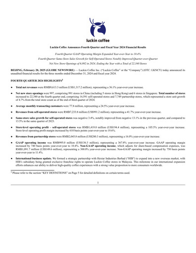Thumbnail Luckin Coffee Quarterly Report 2024-q4