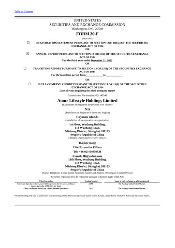 Thumbnail Atour Lifestyle Annual Report 2022