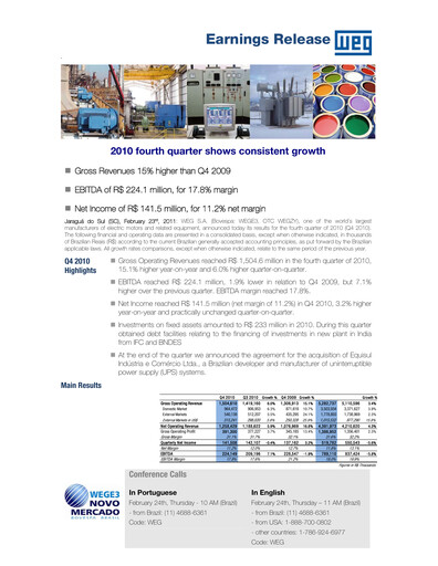 Thumbnail WEG ON Quarterly Report 2010-q4