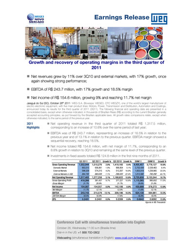 Thumbnail WEG ON Quarterly Report 2011-q3