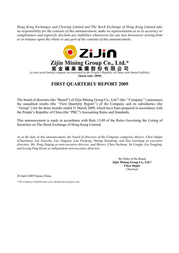 Thumbnail Zijin Mining Quarterly Report 2009-q1