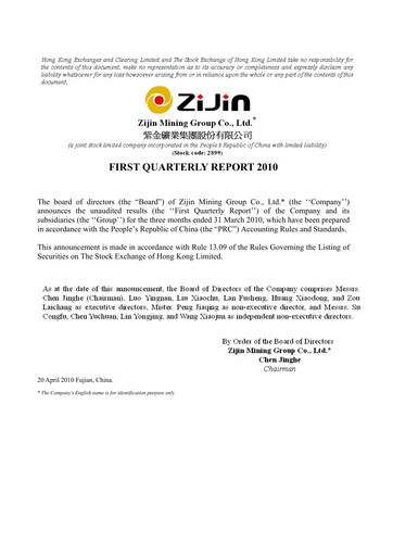 Thumbnail Zijin Mining Quarterly Report 2010-q1