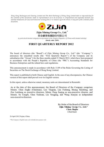 Thumbnail Zijin Mining Quarterly Report 2012-q1