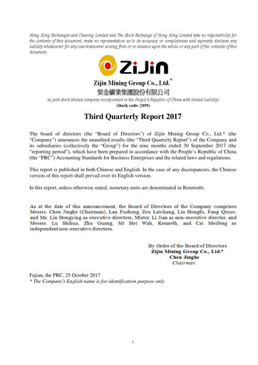 Thumbnail Zijin Mining Quarterly Report 2017-q3