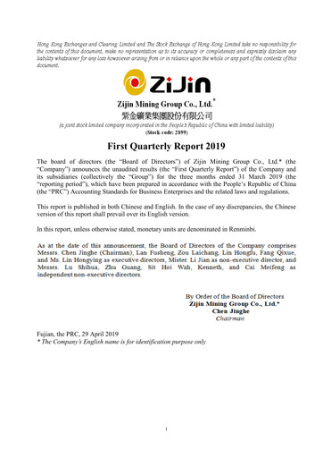 Thumbnail Zijin Mining Quarterly Report 2019-q1