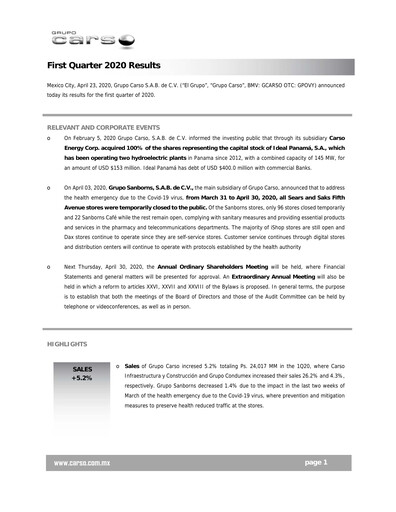 Thumbnail Grupo Carso Quarterly Report 2020-q1